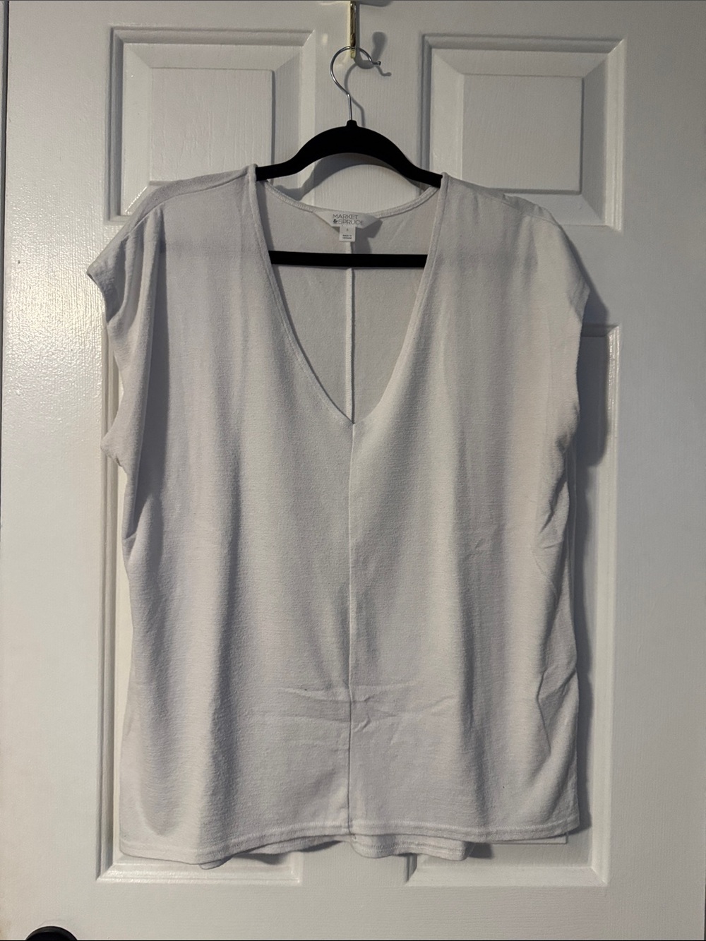 Madewell White V-Neck Cap Sleeve Blouse